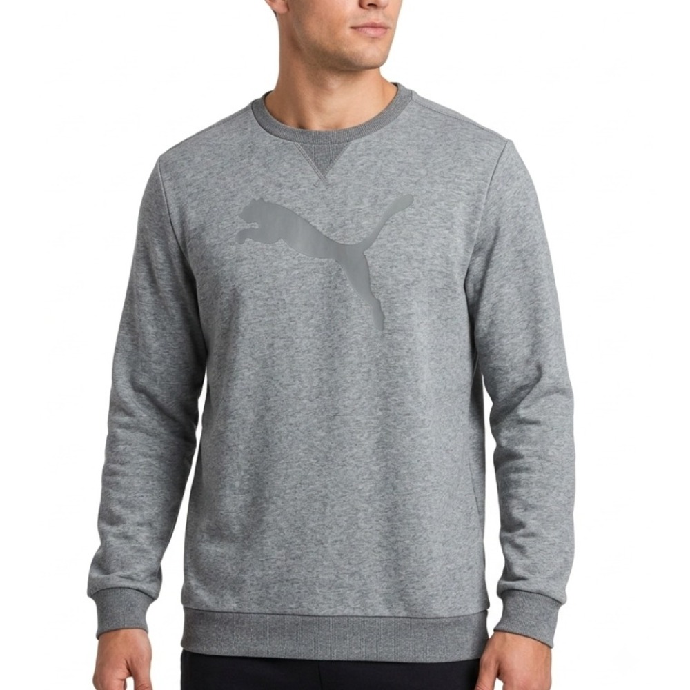 Puma Sweatshirt Mens Medium Gray DryCell Pullover Logo‎ Crew Neck 831291 Active